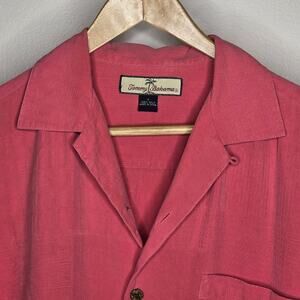Tommy Bahama Men's 100% Silk Short Sleeve Salmon Casual Button Front Shirt Sz S